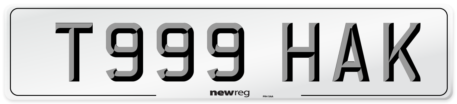 T999 HAK Number Plate from New Reg